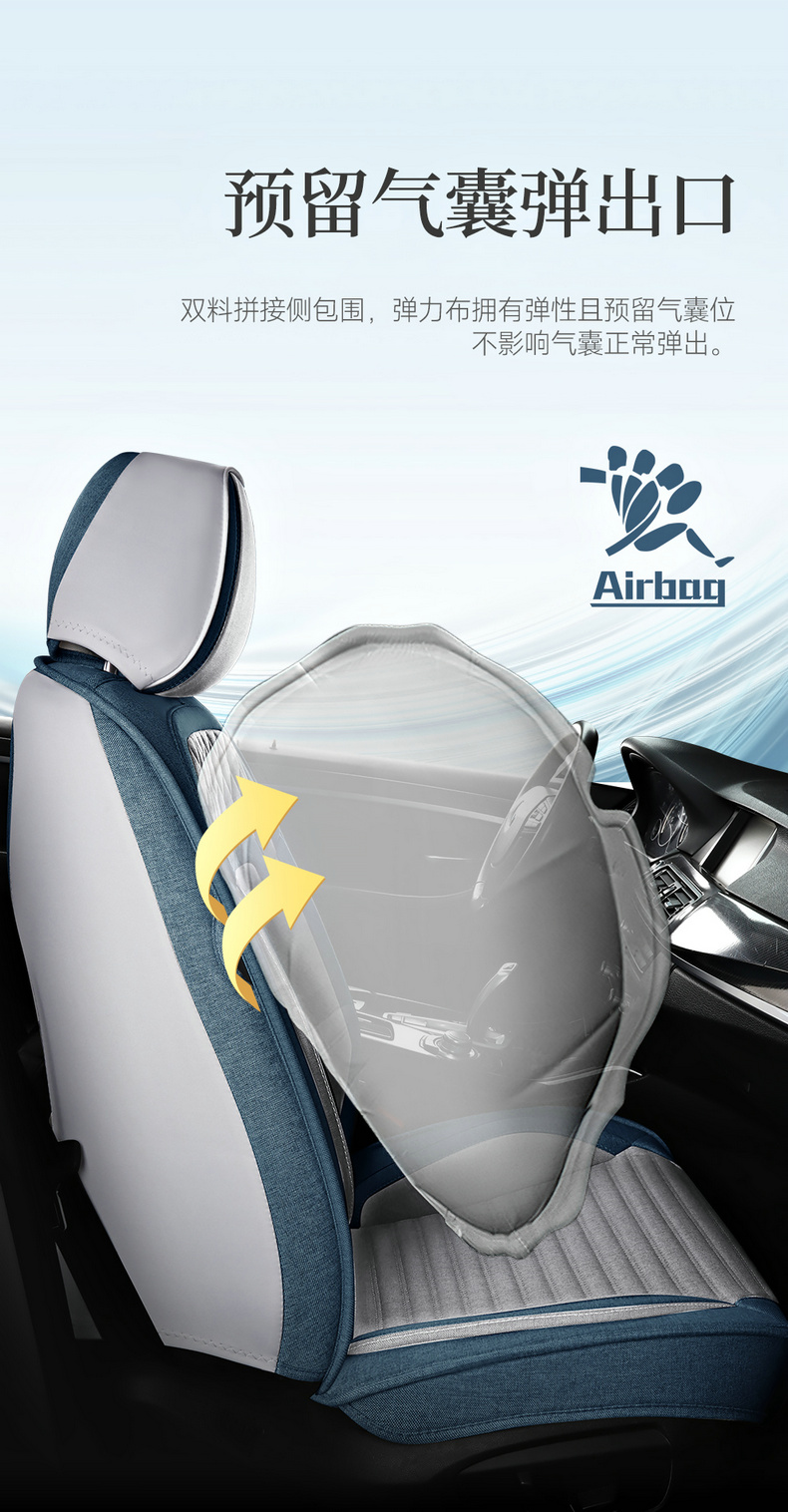 New car seat cushion, full-coverage linen seat cover, universal fabric seat cushion for all seasons, non-removable breathable seat cover