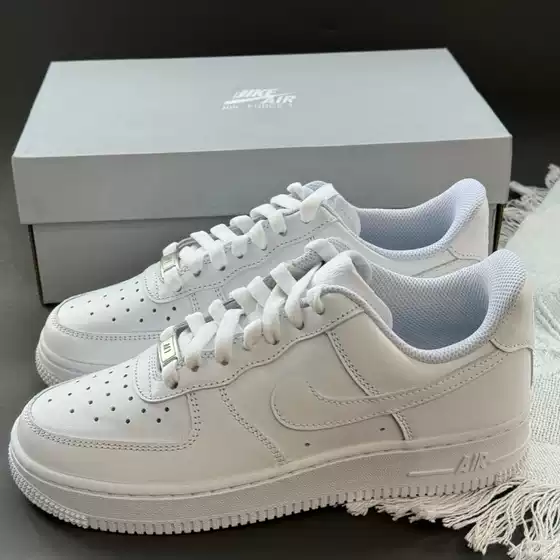 First-Layer Leather Af1 Air Force One Putian Shoes, Low-Top Pure White Classic Sneakers, Casual Wear-Resistant Sports White Shoes