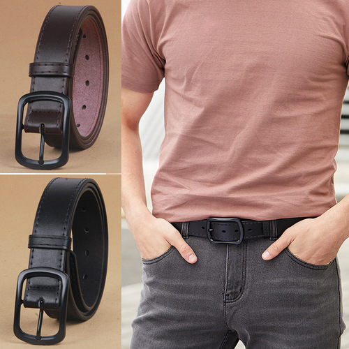 Belt men's youth pin buckle trousers belt men's wide business formal wear young people's trousers belt men's narrow temperament boys
