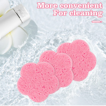 跨境批发压缩木浆棉片美容清洁纤维素洗脸海绵梅花形木浆棉洗脸扑