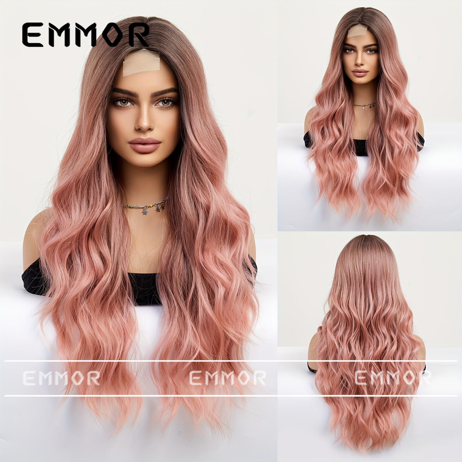Venta caliente transfronteriza de Amazon, encaje de frente multicolor, ondas grandes, cabello largo y rizado, peluca de moda, cabello completo