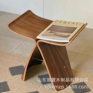 Wooden Danish Butterfly Stool Shoe Changing Stool Distinctive Simple Decorative Chair Butterfly Stool Solid Wood Low Stool