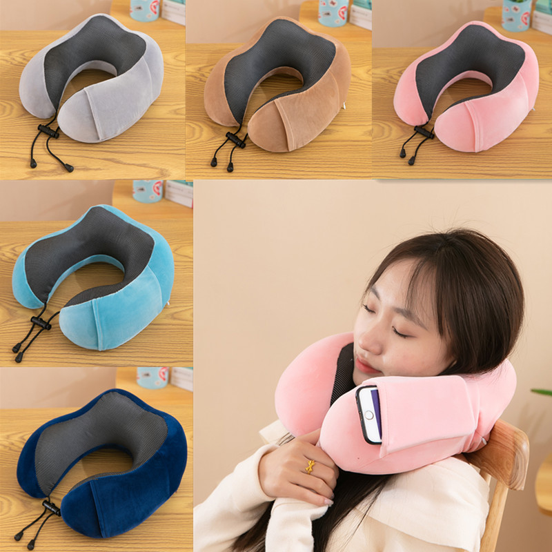 Almohada en forma de U de negocios, almohada para el almuerzo de oficina, viaje de negocios, almohada para el cuello de rebote lento, almohada en forma de U de espuma con memoria de joroba