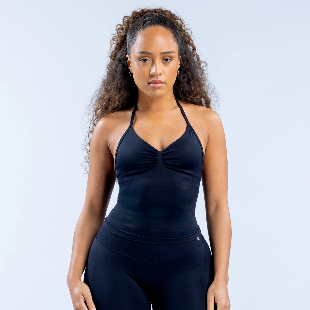 DFYNE Women's Halter Neck Sports Bra Padded Shockproof Yoga Top Backless Strap High Elastic Support Summer Fitness Vest_desvips.com