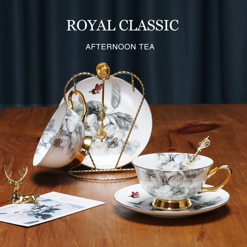 Nórdico ins simple Hueso fresco China taza de café y platillo traje lujo luz tarde juego té novias regalo