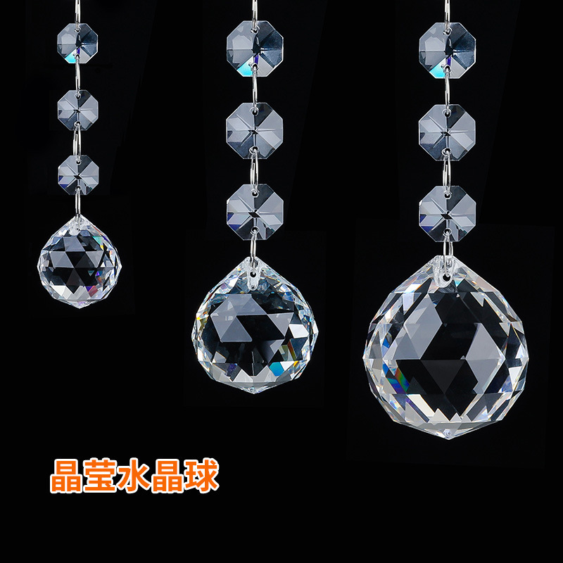Crystal Ball Pendant Chain Eight-angle Beads + Lantern Crystal Craft Wedding Decoration Lamp Accessories Materials Dropshipping
