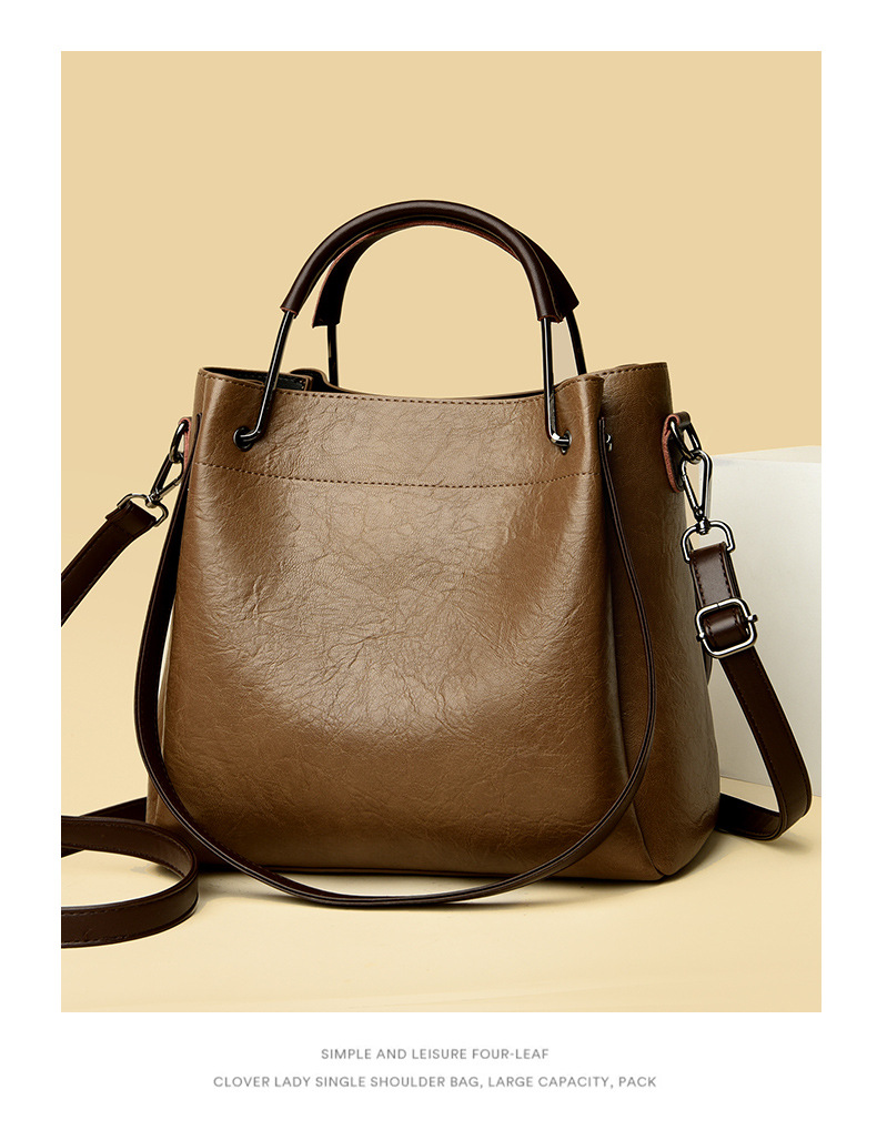 Women's handbag retro fashion bucket bag versatile commuter large capacity shoulder messenger bag_voghion.com