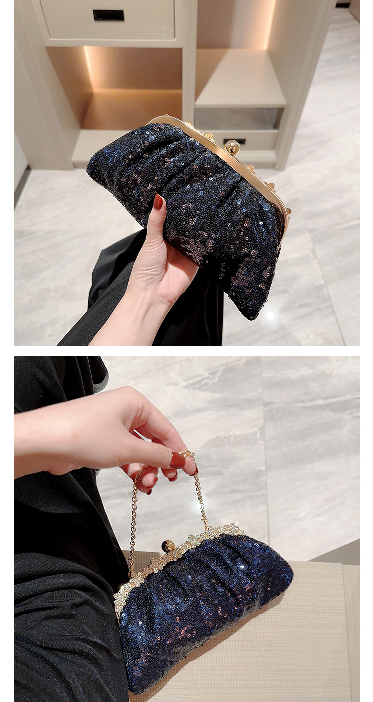 Nylon Solid Color Sequins Dumpling Shape Evening Bags display picture 5