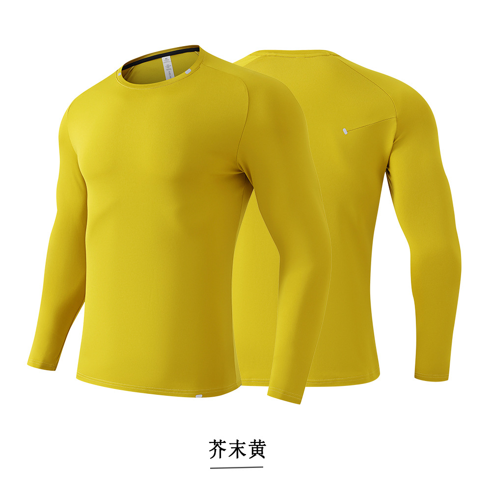 Otoño y invierno nueva chaqueta deportiva al aire libre con camiseta de cuello redondo de manga larga de vello, ropa de entrenamiento elástico de secado rápido para hombres