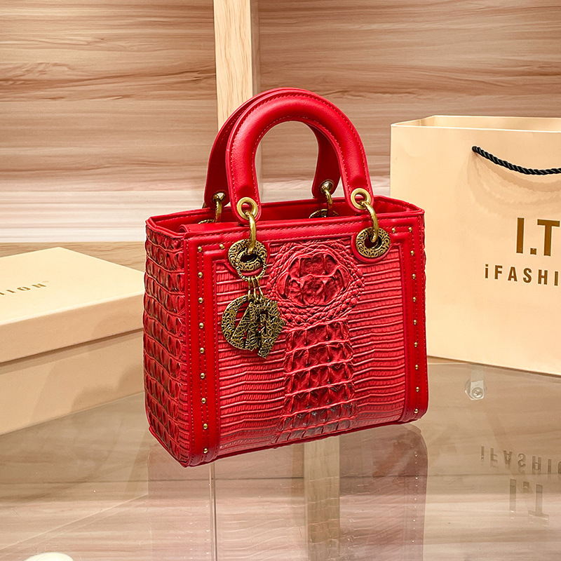 Xiaocd2024 Yeni Üst Düzey Hakiki Deri Timsah Desenli Daifei Kadın Tek Omuz Çapraz Çanta_voghion.com