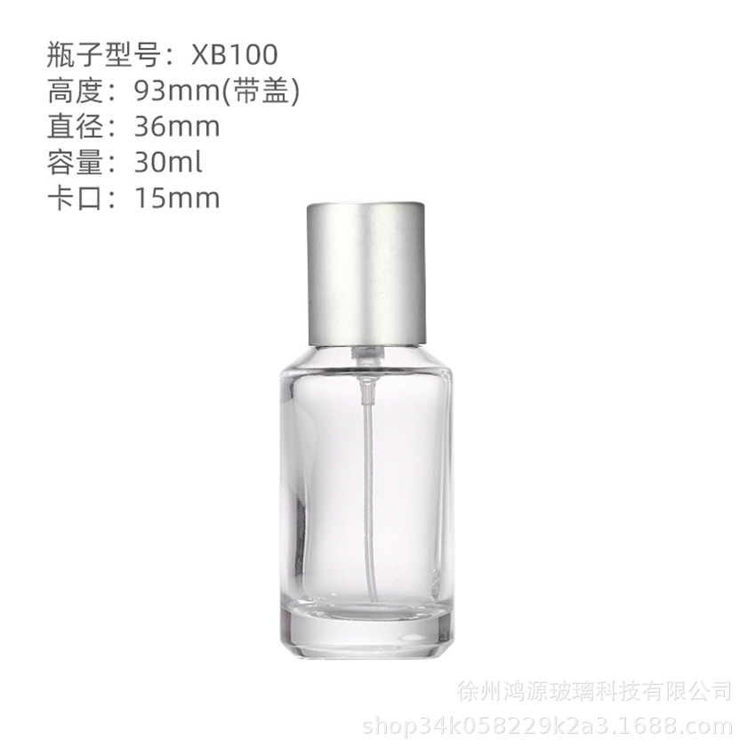 Botella de dispensación de perfume Juego de botella de spray de presión cosmética Botella de perfume de vidrio transparente 30/50/100ml