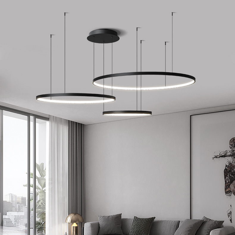 Living room chandelier minimalist creative hall main lamp Italian ring creative personality light luxury restaurant chandelier Zhongshan lamps and lanterns