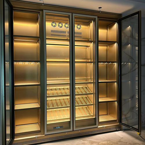 Winery wine cellar metal steel plate display cabinet glass white wine cigar cabinet built-in stainless steel constant temperature and humidity red wine cabinet