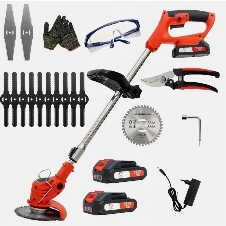 Двойная складная ручная электрическая складная газонокосилка с регулируемой длиной для 21 В, электрические инструменты для домашнего садоводства и обрезки