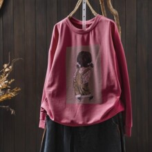 连帽卫衣女2025新款秋今年流行复古印花时尚休闲宽松长袖上衣