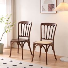 美式实木餐椅家用复古藤椅餐厅咖啡厅椅子拿破仑椅竹节椅子古堡椅