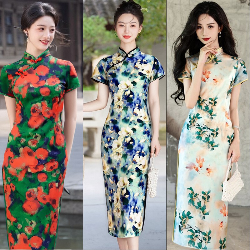 New Chinese-Style Improved Cheongsam Elegant Long Dress for Young High-End Slimming Artistic Temperament Summer 2025 New Chinese-Style Improved Cheongsam Elegant Long Dress for Young High-End Slimming Artistic Temperament Summer 2025