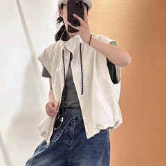 立领马甲 2025秋季新款 韩版抽绳下摆上衣马夹女拉链无袖外套2967