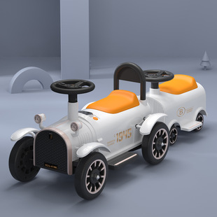 Beidoqi Kidsren's Electric Train Can Sit on Double Baby Toy Car Dual Drive Charging Kidsren's Retro Stroller