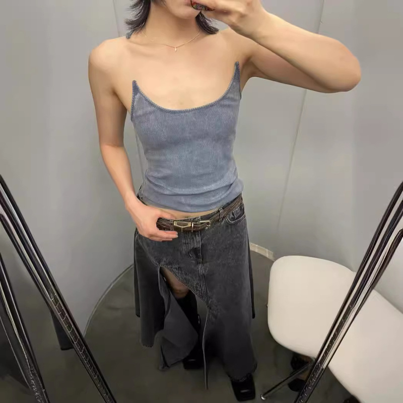 Yimeng 24 Slim Fit Invisible Fishing Line Camisole Women's Summer New Niche Chic Outer Sleeveless Top