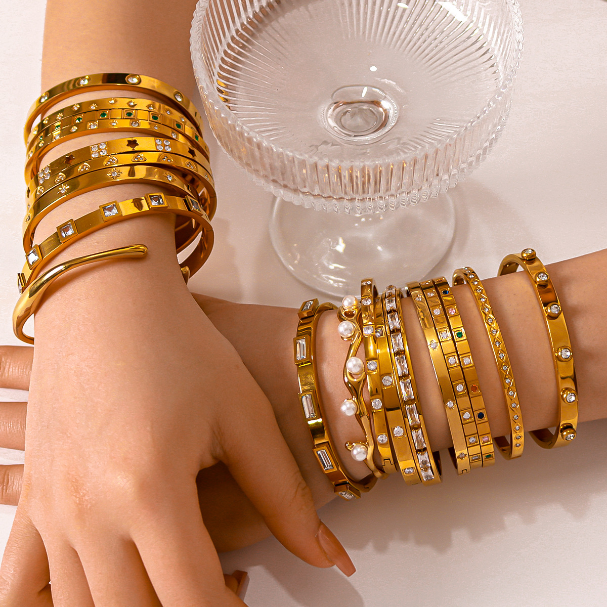 Bangle Classification IG Style Simple Style Geometric 304 Stainless Steel Bangle In Bulk