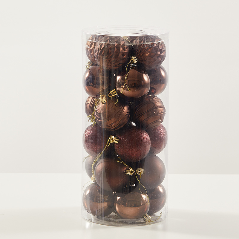 Madera de 6cm color de color de Navidad pintada Bolas de Navidad decoraciones de oro rojo café Bolas de color