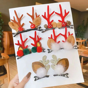 Christmas headdress cute antlers hair clip Korean children's card issuing girl baby festivals festivation elk horn folder hair accessories