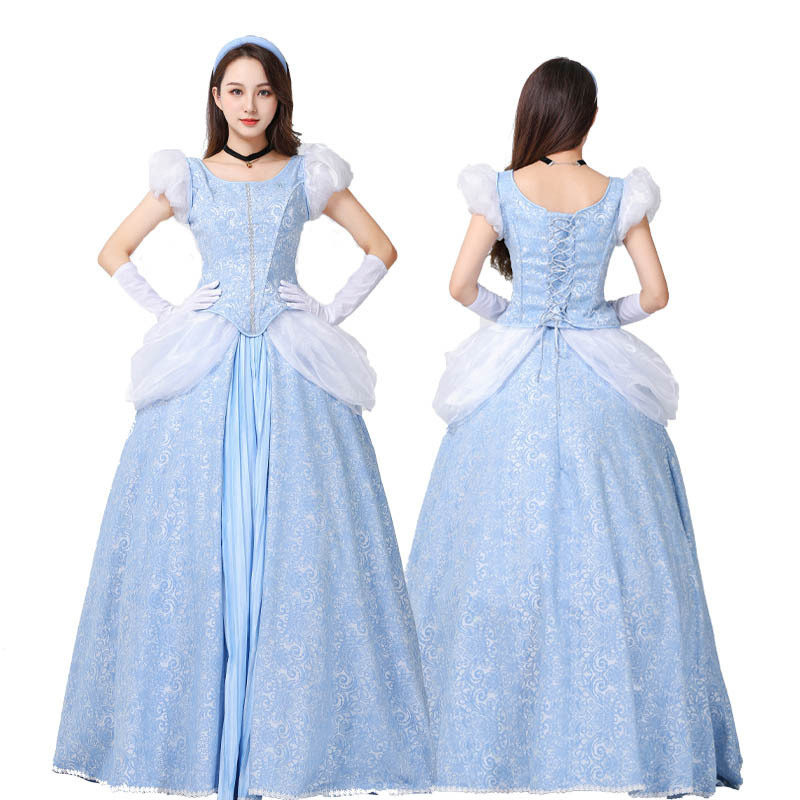 Halloween Costume cosplay Cinderella Cinderella Flee Princess Dress Blue Annual Meeting Dress