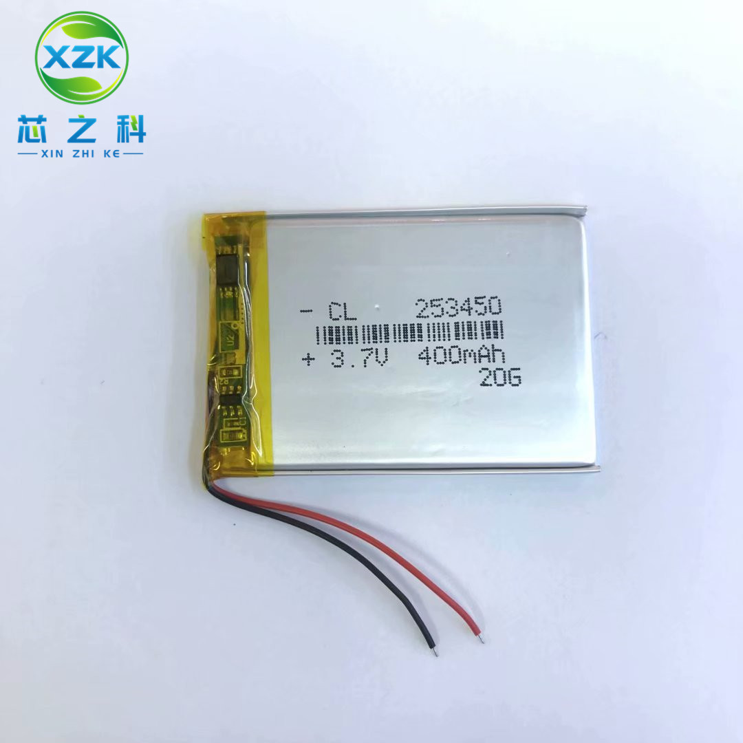 3.7V可充电电池253450聚合物锂电池400MAH超薄视频机MP4智能穿戴