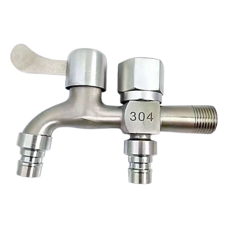 304 Stainless Steel Faucet for Washing Machine, One in and Two Out Dual-Use Faucet, 1/2 Inch Household Tap Water Switch
