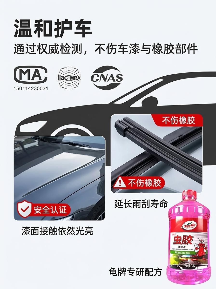 Free Shipping Turtle Wax Glass Cleaner for Summer Use, Removes Oil Film, Removes Insect Residue, Bird Droppings, Windshield Wiper Fluid, Car Cleaner 2L