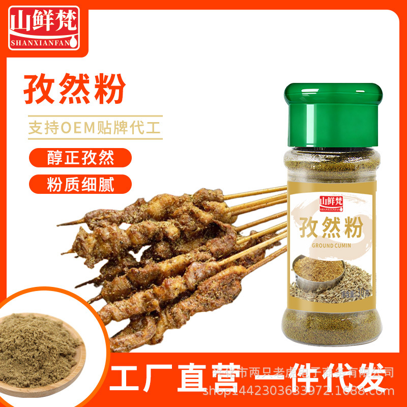 山鲜梵孜然粉瓶装30克撒粉商用家用油炸小吃烤肉料烤面筋孜然粒