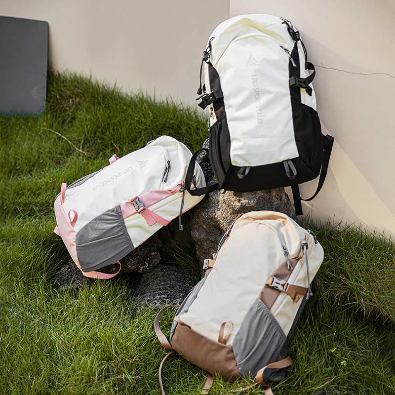 2025 nueva bolsa de viaje de doble hombro para mujer mochila ligera de gran capacidad bolsa de montañismo multifuncional para caminar por la montaña