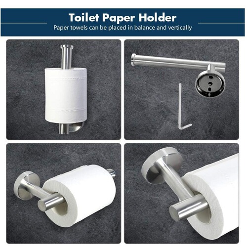 Stainless steel five-piece bathroom towel bar towel rack toilet paper rack toilet toilet pierce-free hook clothes