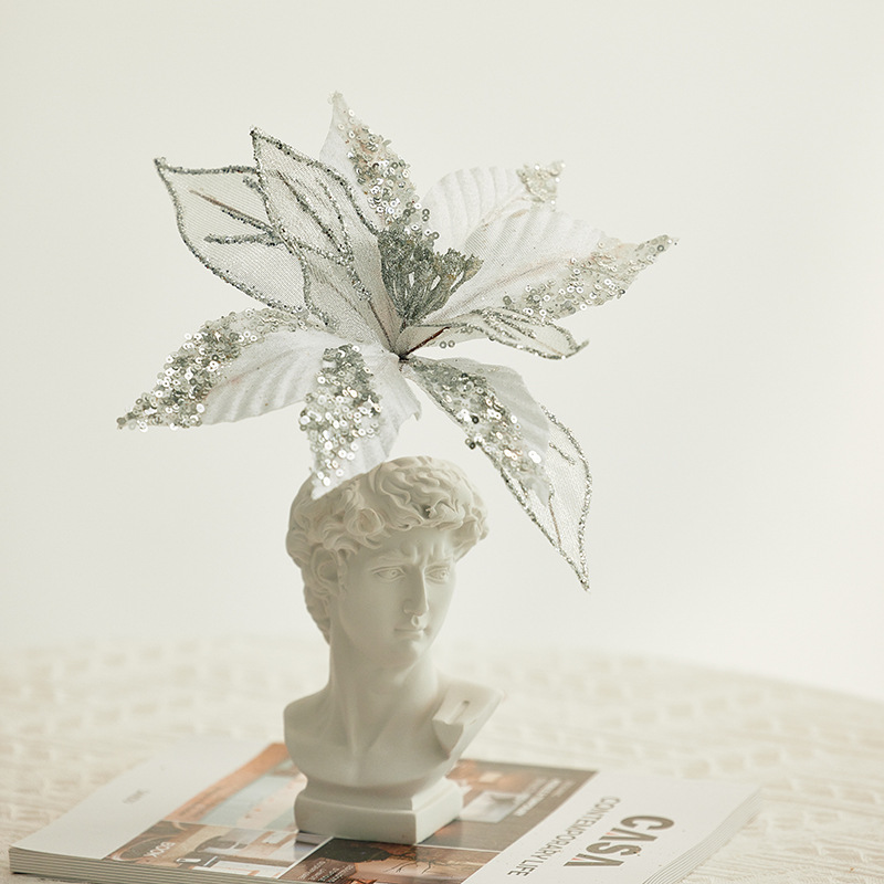 30cm flores de Navidad decoración de árbol de Navidad flores de oro de champán flores falsas flores hechas a mano flores DIY botellas de flores accesorios