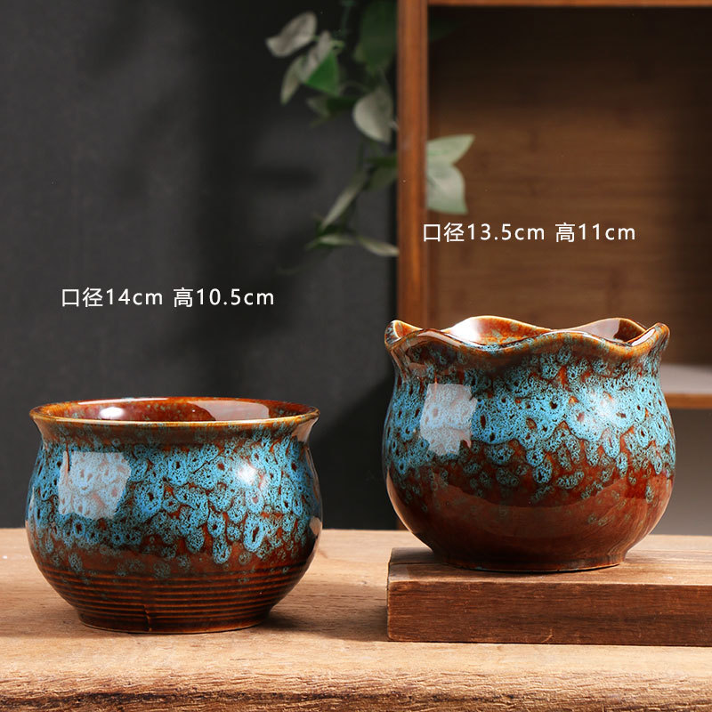 Maceta de maceta de carne de grupo, maceta de cerámica para el hogar, maceta de terracota de gran calibre, planta verde, plato de flores, venta al por mayor