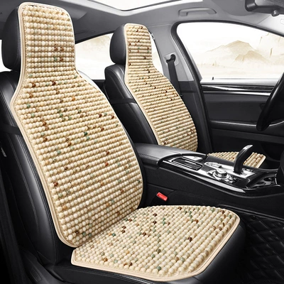 Ice fart Bodhi car cushion summer cool cushion single piece truck ventilation breathable wooden beads Four Seasons universal car seat cushion (Seat cushion, seat cover) - 24-models-bodhi-beige-square-pad-1