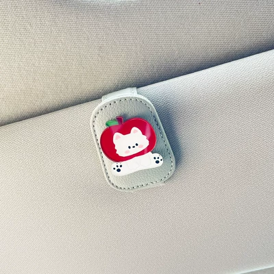Car Glasses Clip/Bill Clip: Car Sun Visor Sunglasses - apple-hood-puppy-grey-glasses-clip