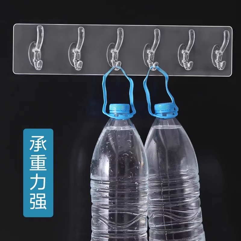 挂钩免打孔强力粘胶门后挂衣架衣服毛巾厨房透明无痕粘贴连排粘钩|undefined