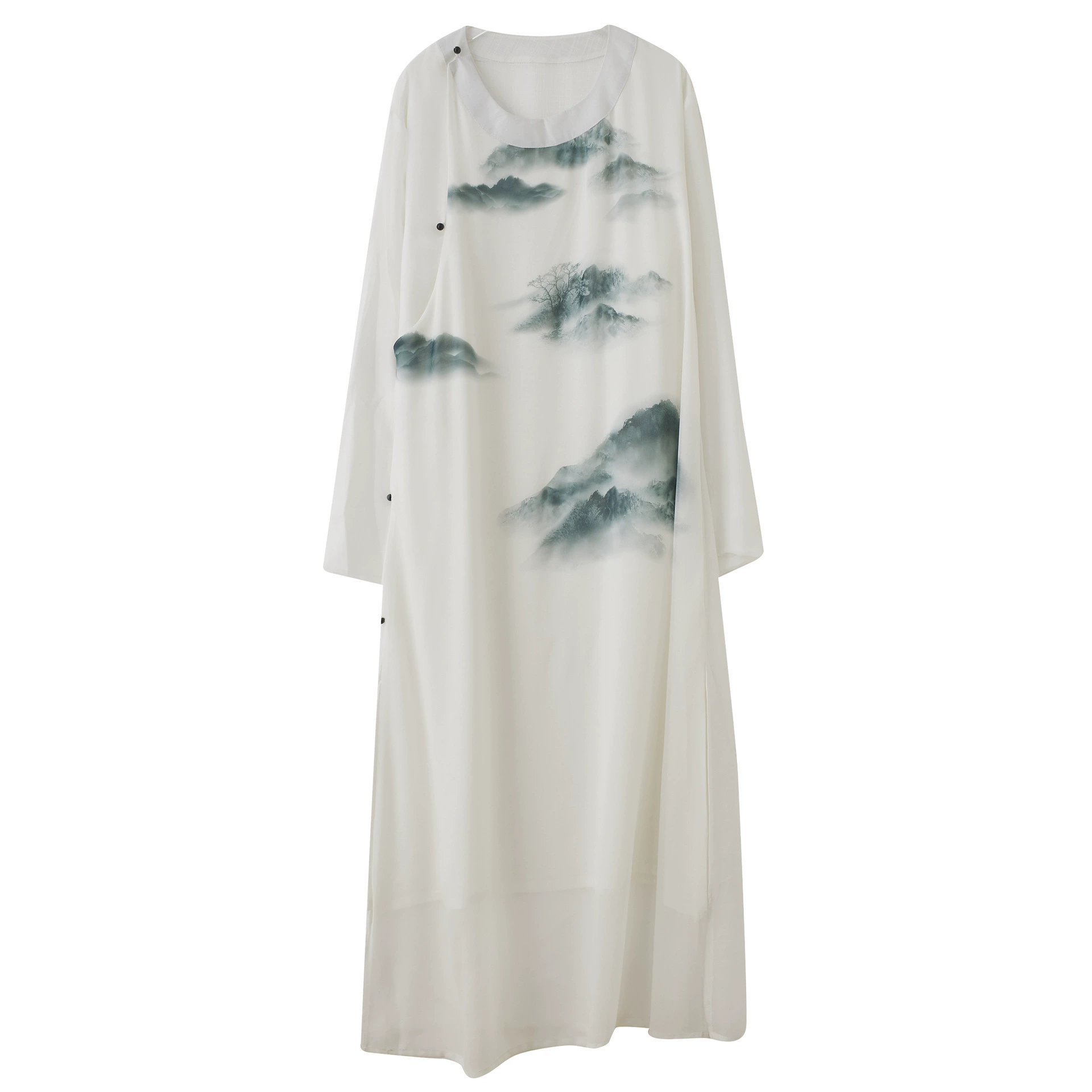 Summer white Hanfu, round collar, Chinese style