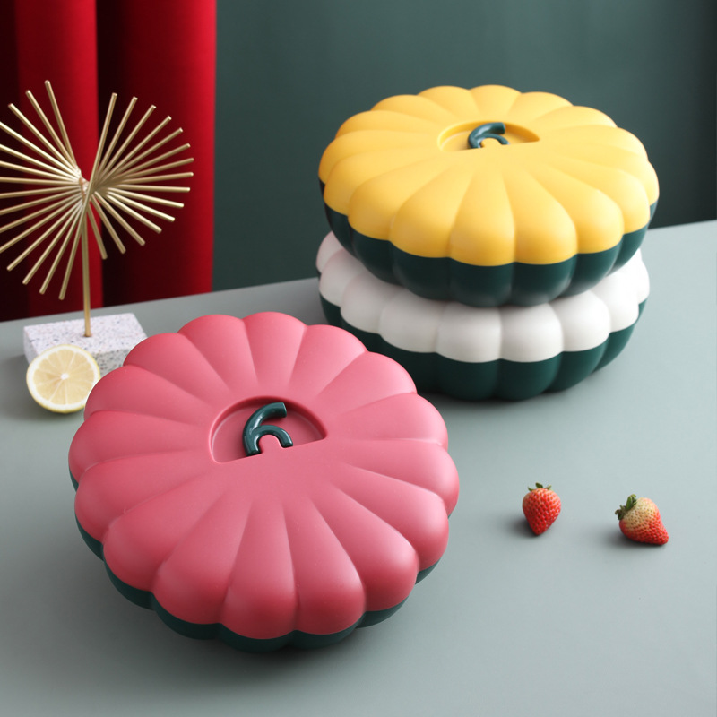 Creativo plato de fruta de calabaza vacaciones sala de estar mesa de café caja de dulces hogar caja de fruta seca año nuevo snack caja de almacenamiento con tapa image 5