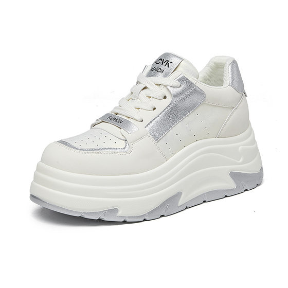 White shoes women's thick-soled casual shoes 2025 spring new women's shoes thick-soled increased dad shoes women's all-match