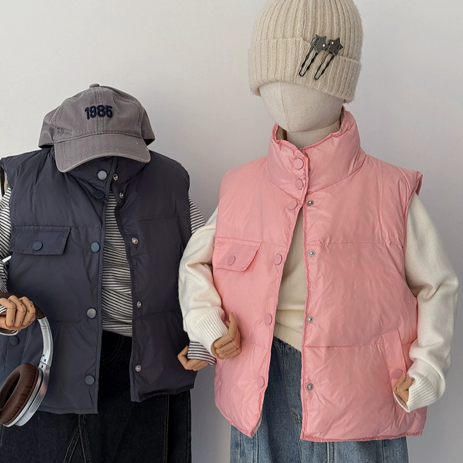 Осенние и зимние детские пуховые жилеты, повседневные детские жилеты в корейском стиле, оптовая продажа детских пуховых жилетов