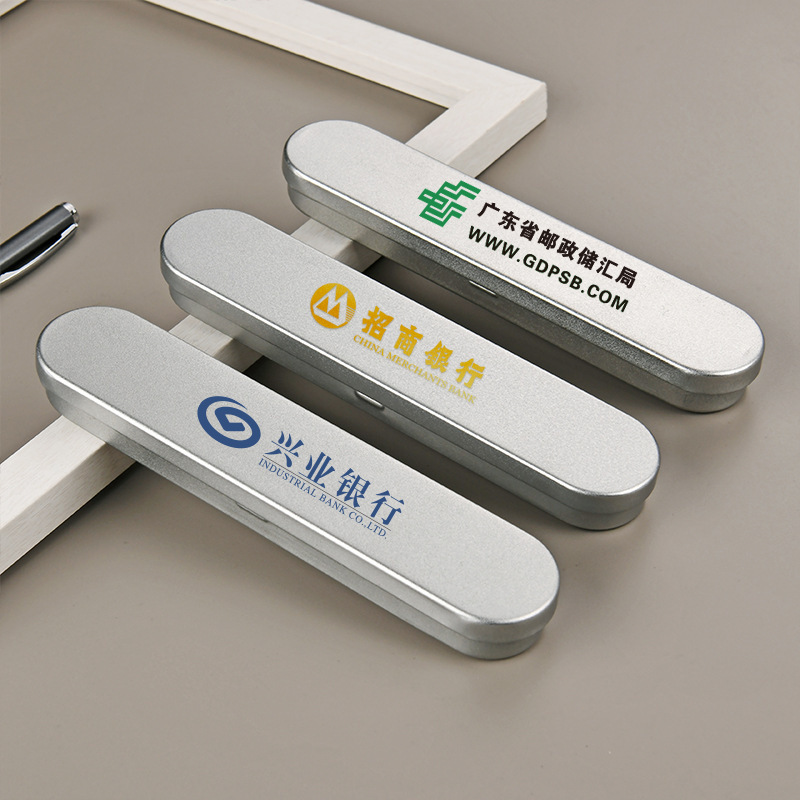 Fabricantes de productos de regalo de caja de chapa nueva embalaje chino personalizado se puede imprimir LOGO caja de almacenamiento de pluma única universal