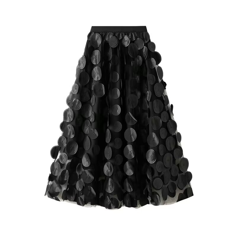 Streetwear Style Summer Spring Streetwear Round Dots Solid Color Polyester Midi Dress Skirts