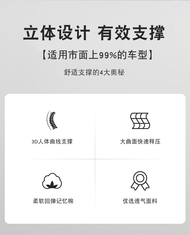 Factory Logo Cross-Border Car Lumbar Support Headrest Neck Pillow Office Cushion Memory Foam Source
