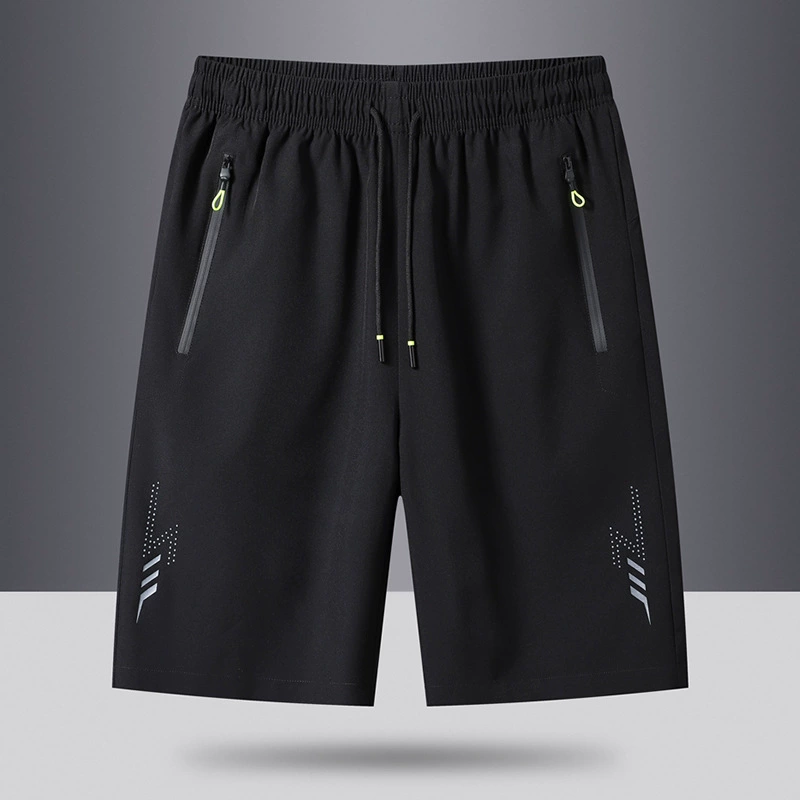 Men's summer silk sports shorts, thin quick dry beach trousers for leisure, plus size