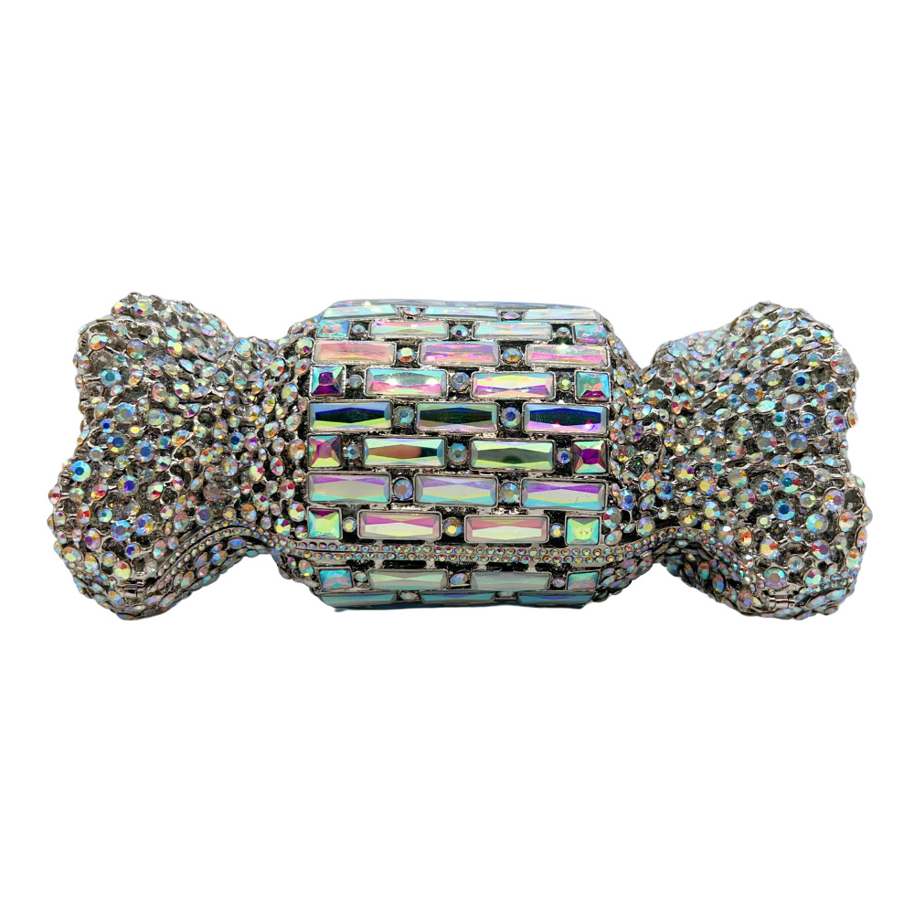 Túi xách tay dạ hội đính kim cương hình kẹo phong cách Stone bag — Đế vàng kim cương, Màu sâm panh, Bạc AB, hồng