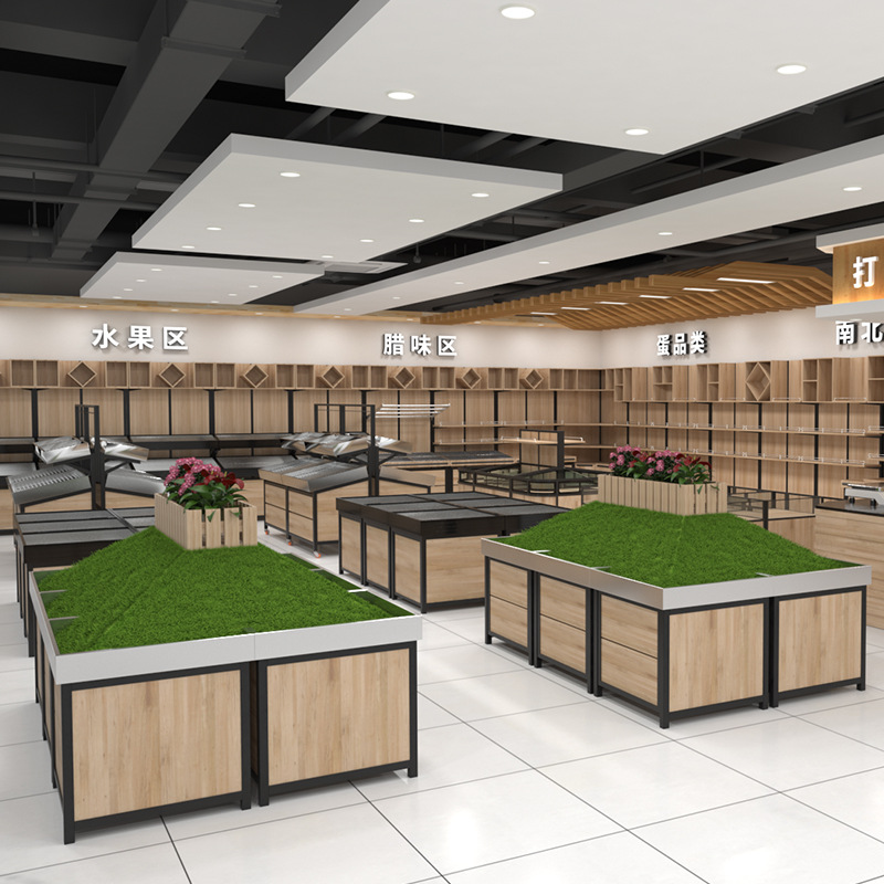 木质水果车超市蔬菜水果货架木质果蔬架水果店货架展示架水果架