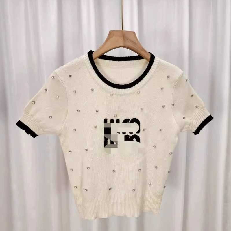 Женский короткий свитер с полной отделкой булавками, летняя новинка 2025 года, нишевый тренд